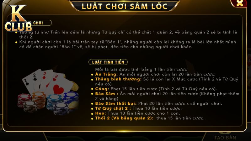 Một ván bài Sâm tiêu chuẩn, mỗi người sẽ được chia 10 lá từ bộ bài 52 lá