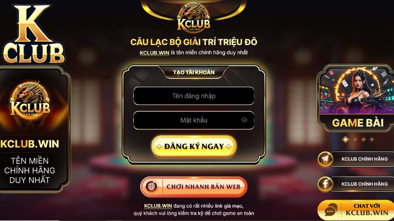Đăng ký tài khoản KClub đơn giản, nhanh chóng