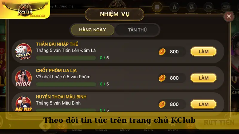 Theo dõi tin tức trên trang chủ KClub