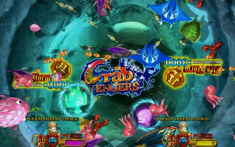 bản đồ biển và đàn cá chuyển động trong game bắn cá