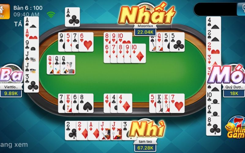 gửi bài vào phỏm đối thủ trong game phỏm