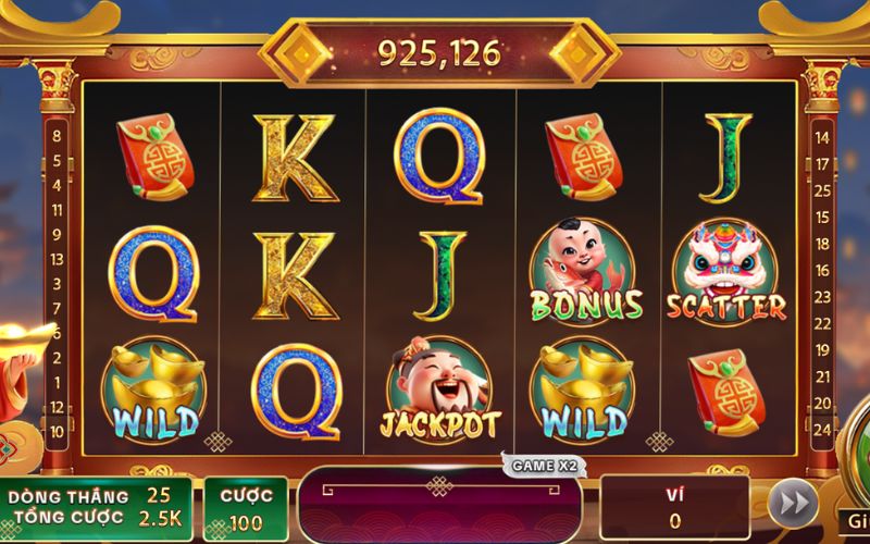 giao diện game nổ hũ Thần Tài chủ đề vàng phát lộc