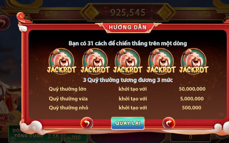 tính năng jackpot phát lộc trong game Thần Tài