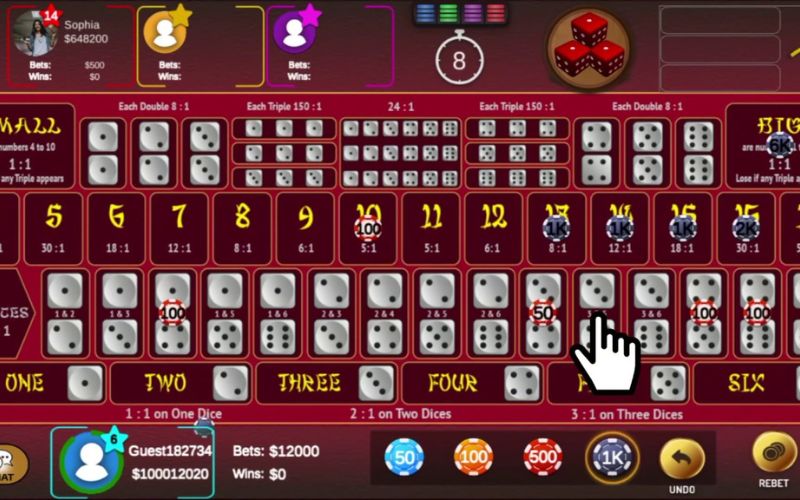 bảng cược linh hoạt trong game sicbo 30s